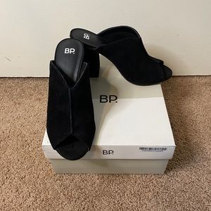 BP black suede mules